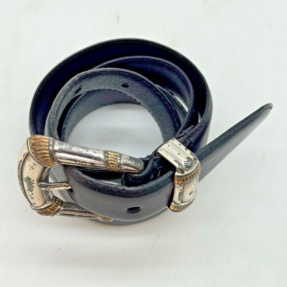 Vintage 90's Fossil Western Belt Women's M Black Genuine Leather cowgirlcore - Picture 5 of 14